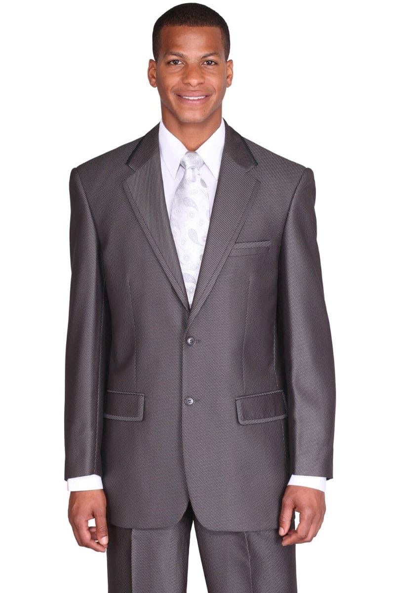 Men's Two Flap Front Pockets Grey Sharkskin Mini Pin Dot Pattern With Settle Sheen Suit main image 1