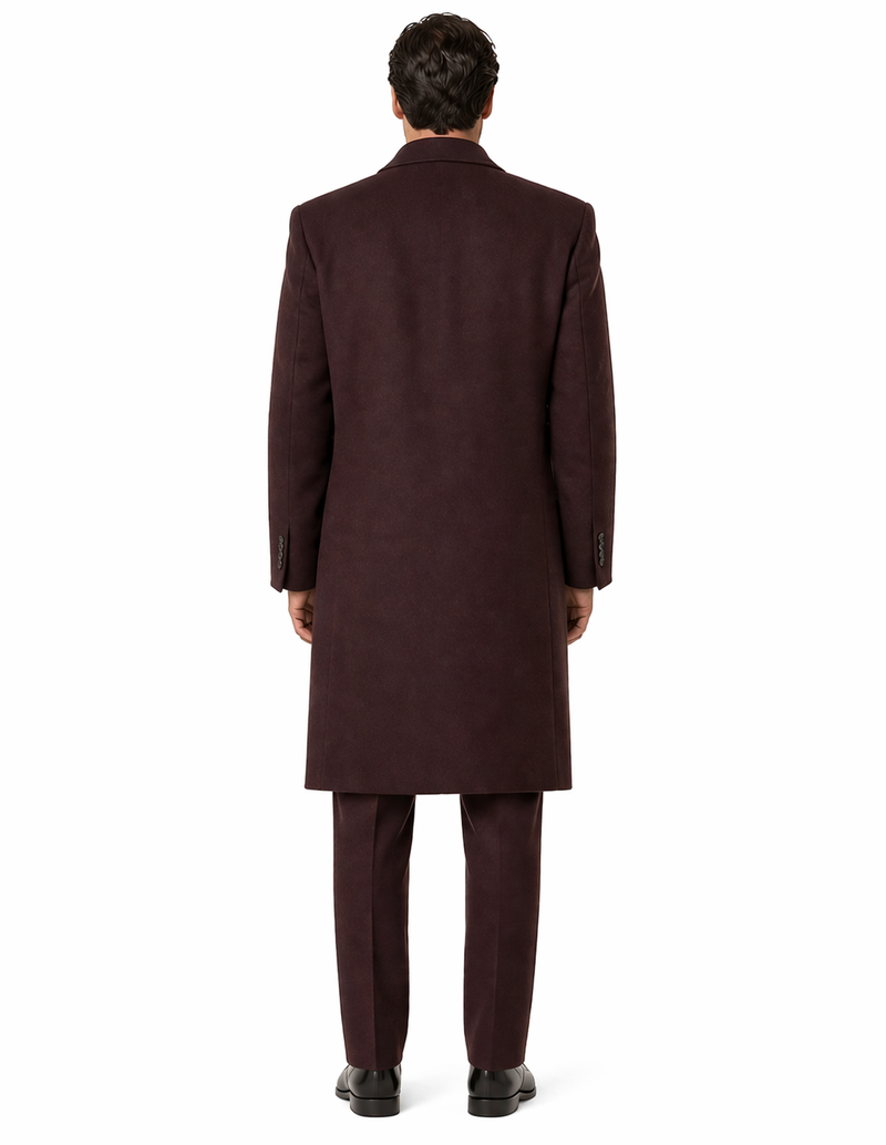 Mens Overcoat -Mens Long Wool Topcoats- Topcoat For Men-Mens Double breasted Overcoat - "Mehroon" Double breasted Coat