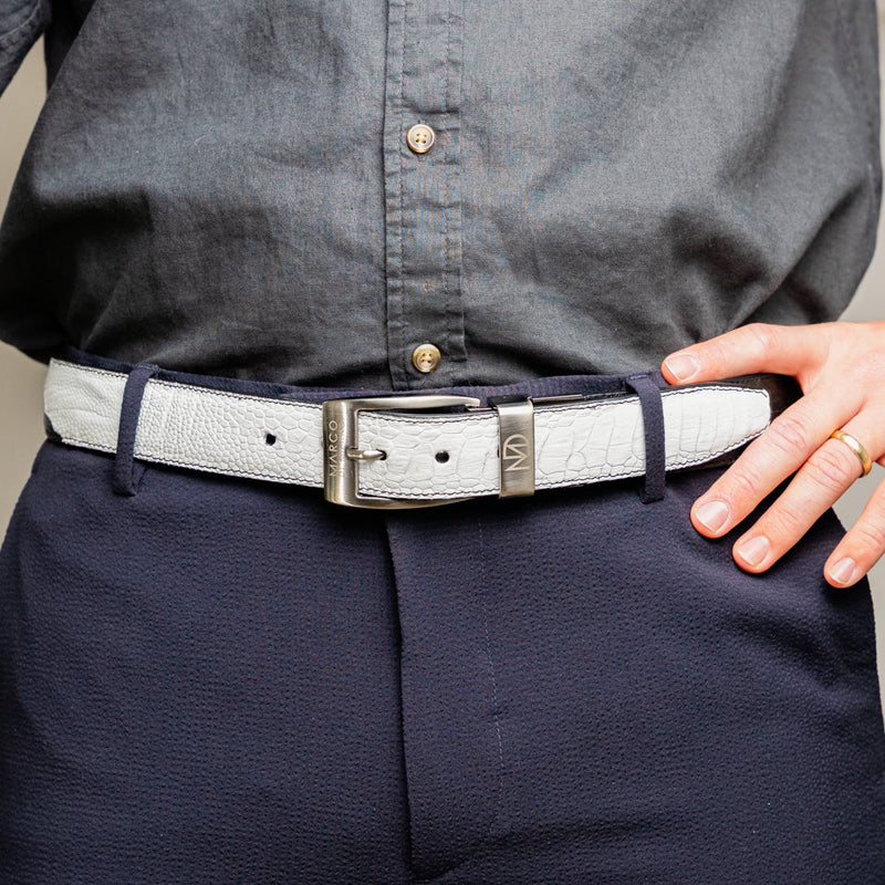 Marco Di Milano Alessio Belt - White & Black Leather Loafers