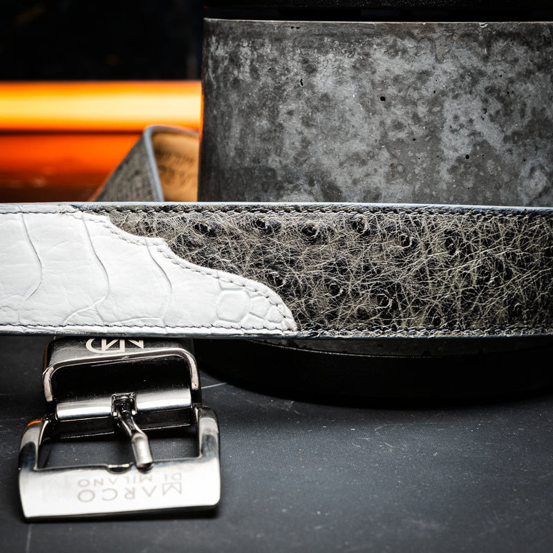 Marco Di Milano Alessio Belt: Luxury White/Gray Leather Shoes