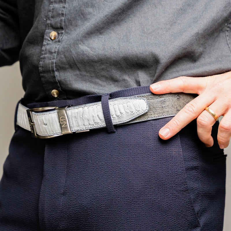 Marco Di Milano Alessio Belt: Luxury White/Gray Leather Shoes