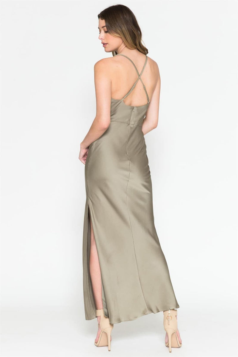Simple Ankle Length Satin Bridesmaid Dress 6115