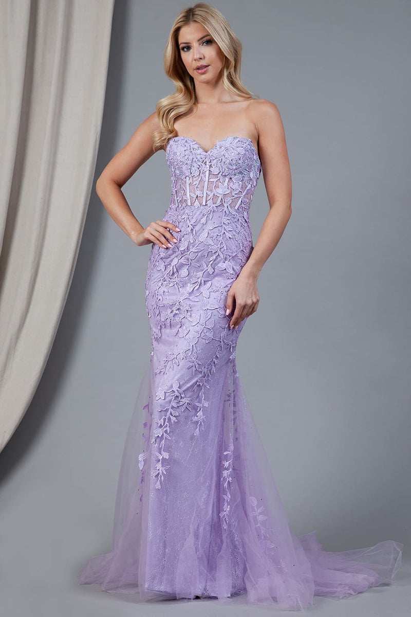 Amelia Couture 7024 Sweetheart Mesh Corset Mermaid Prom Dress
