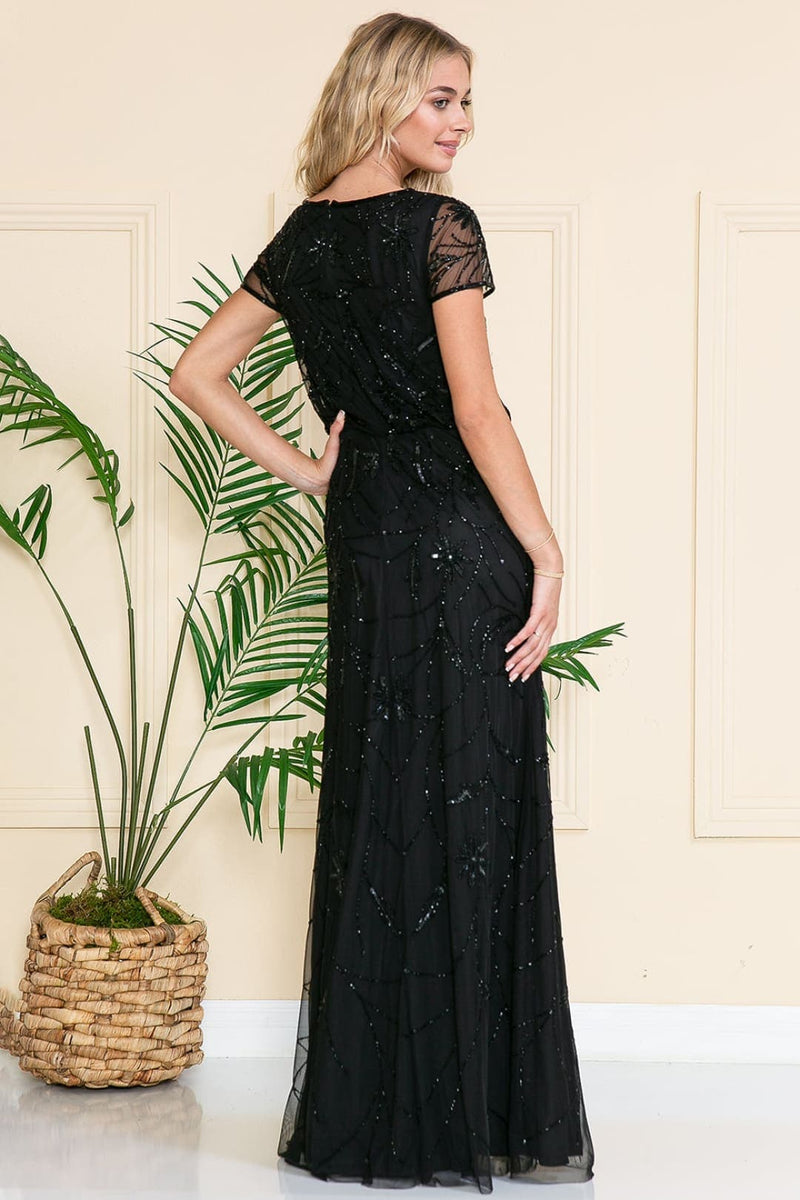 Amelia Couture IN004 Short Sleeve beaded Formal Mother Of Bride Gown