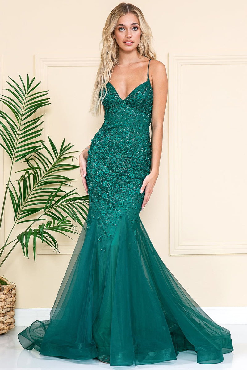 Long Evening Dress Sleeveless Mermaid Gown By Amelia Couture SU066