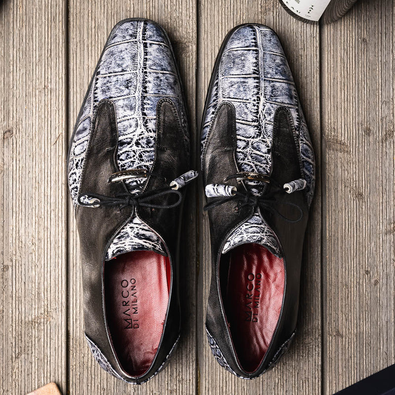 Marco Di Milano Anzio Newspaper Print Leather Oxford