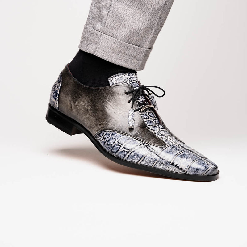 Marco Di Milano Anzio Newspaper Print Leather Oxford