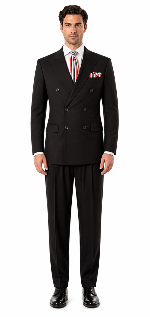 Apollo King Men's 2pc Double Breasted Suit Pleated Pants
