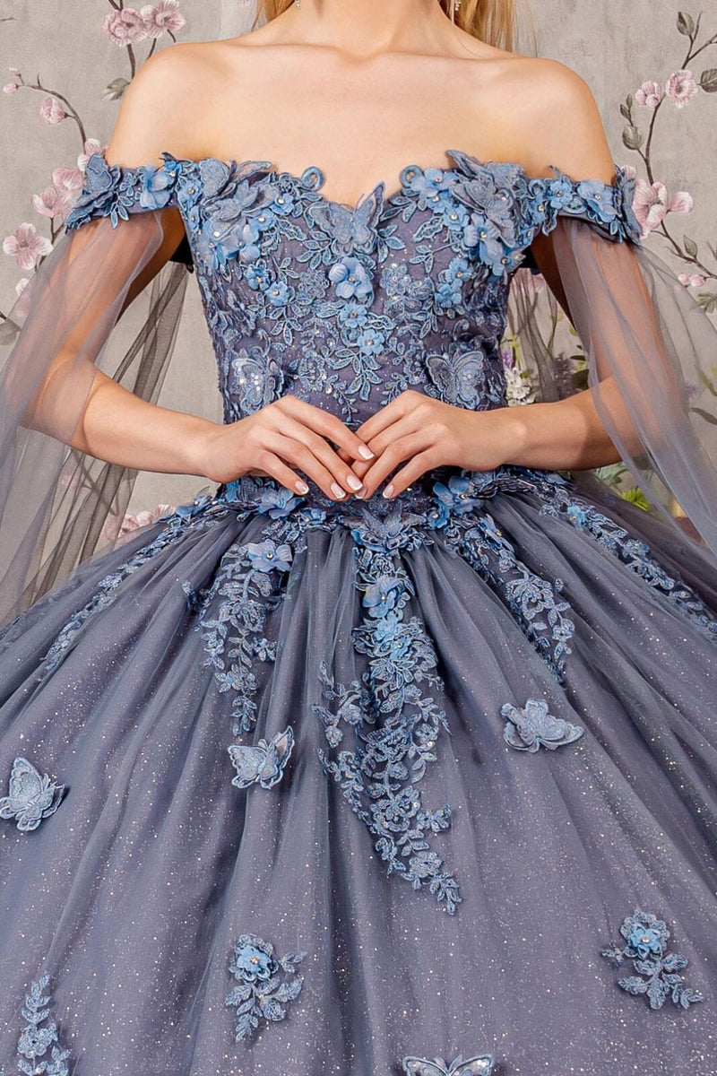 Applique Cape Sleeve Gown by Elizabeth KGL3181