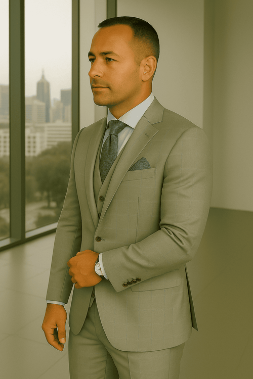 Wool Suit - Italian Made Business Suit by Statement Men's 3 Piece 100% Wool Fashion Suit - Bold Colors