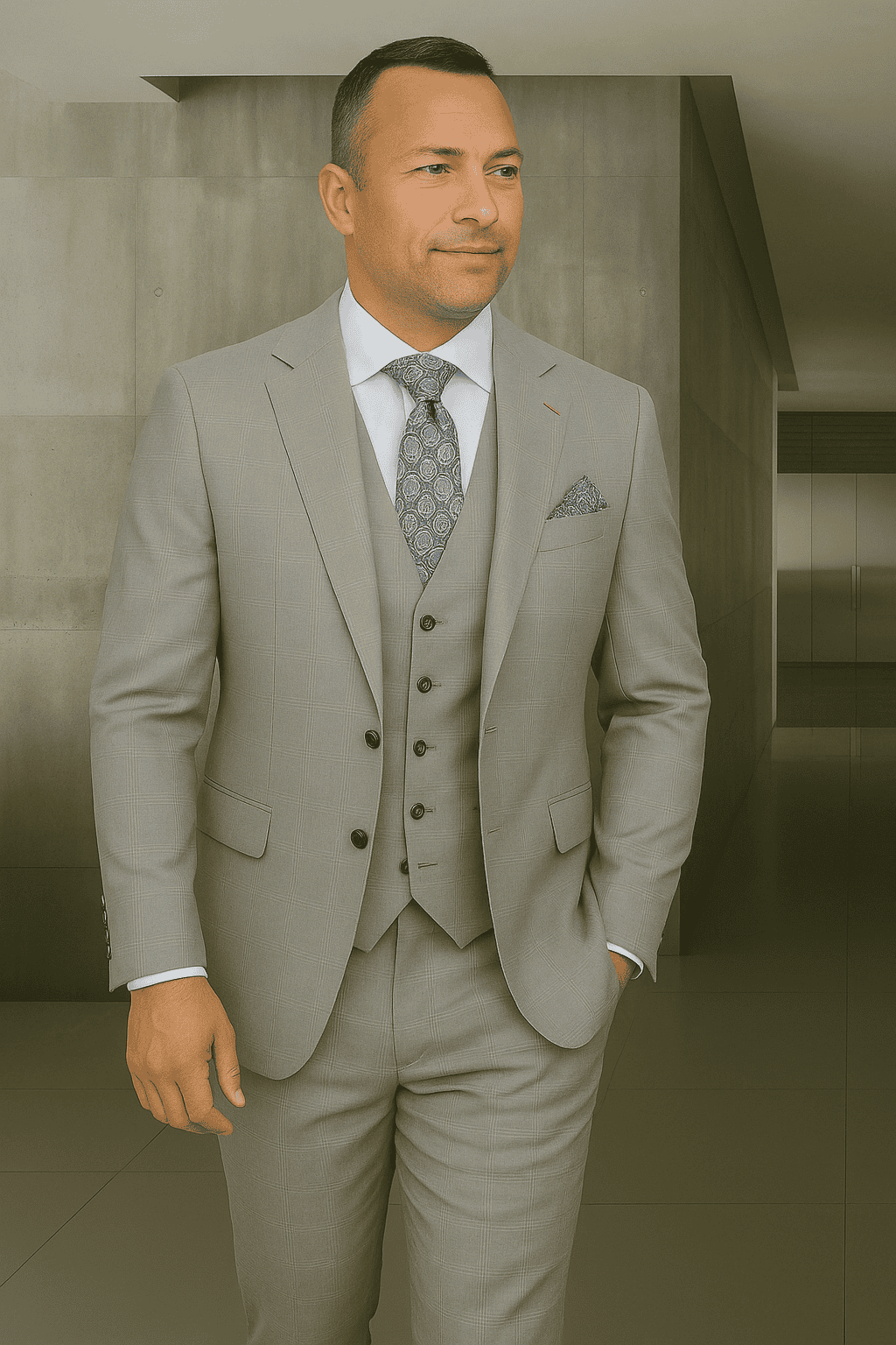 Wool Suit - Italian Made Business Suit by Statement Men's 3 Piece 100% Wool Fashion Suit - Bold Colors