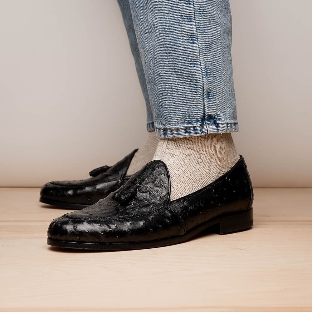 Aubiere Black Ostrich Loafer