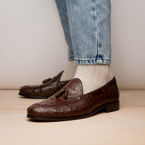 Aubiere Brown Ostrich Loafer