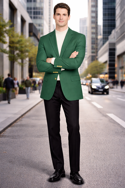 Augusta Green Blazer Men's Classic Brass buttons Blazer Sport Jacket