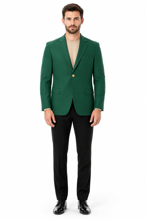 Augusta Green Blazer Men's Classic Brass buttons Blazer Sport Jacket