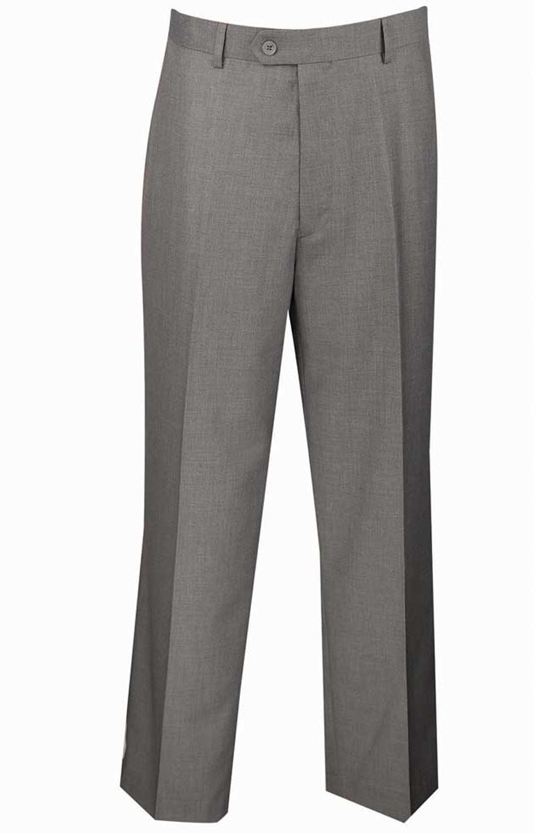 Mens Modern Fit Flat Front Dress Slacks in Grey