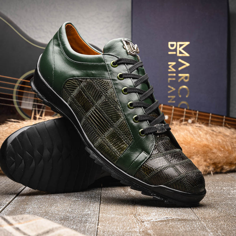 Marco Di Milano Bari Green Leather Oxford Dress Shoe