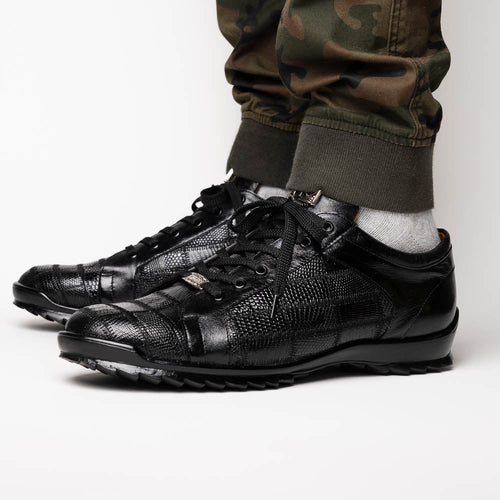 Marco Di Milano Bari Black Lizard Patchwork Sneakers