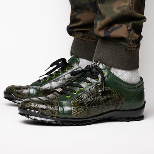 Marco Di Milano Bari Green Lizard Patchwork Sneakers