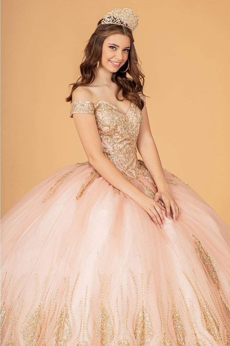 Beaded Off Shoulder Ball Gown by Elizabeth KGL3079