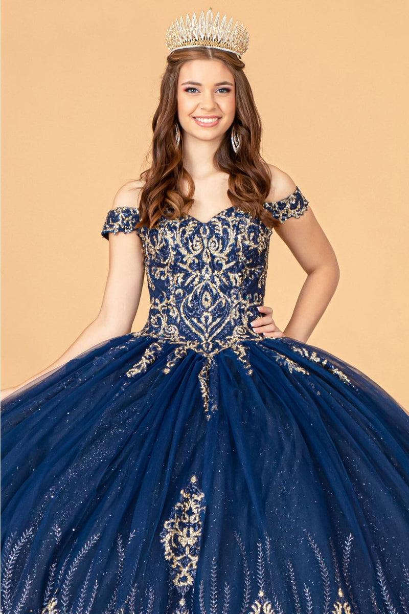 Beaded Off Shoulder Ball Gown by Elizabeth KGL3079