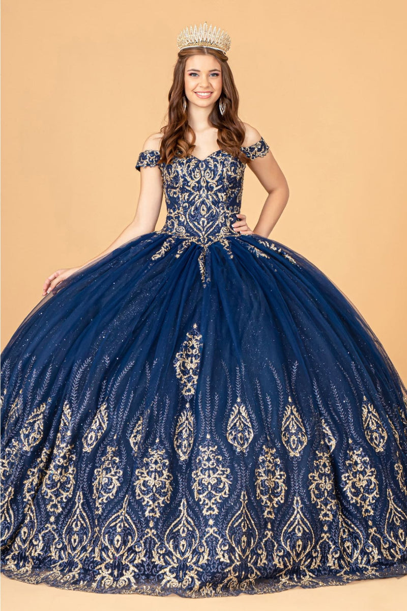 Beaded Off Shoulder Ball Gown by Elizabeth KGL3079