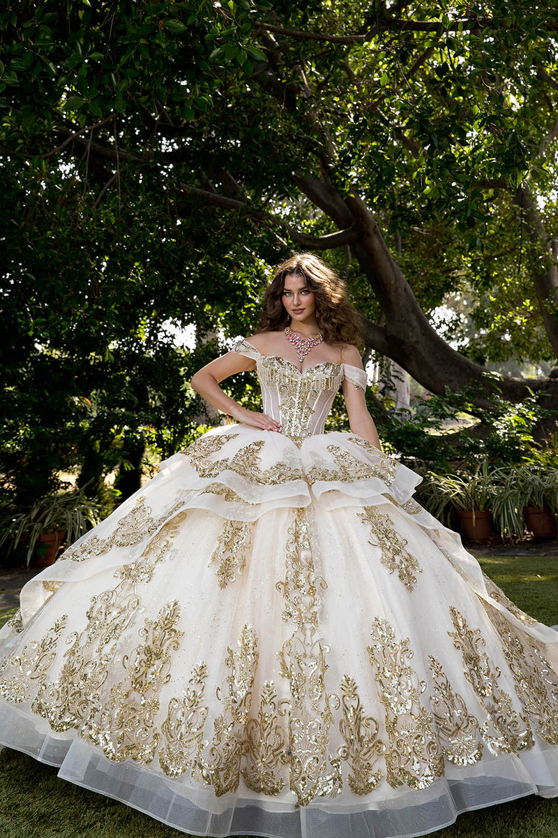Off Shoulder Corset Ball Gown by Bella Princess PQ1074