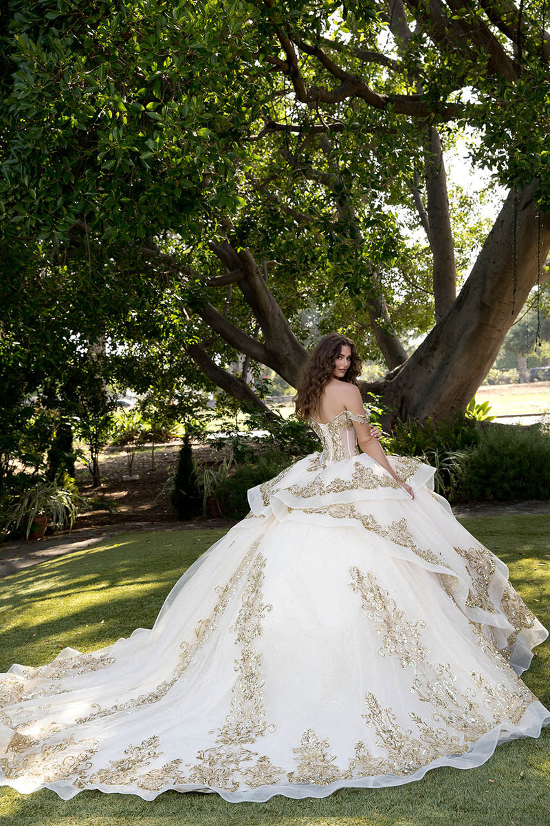 Off Shoulder Corset Ball Gown by Bella Princess PQ1074