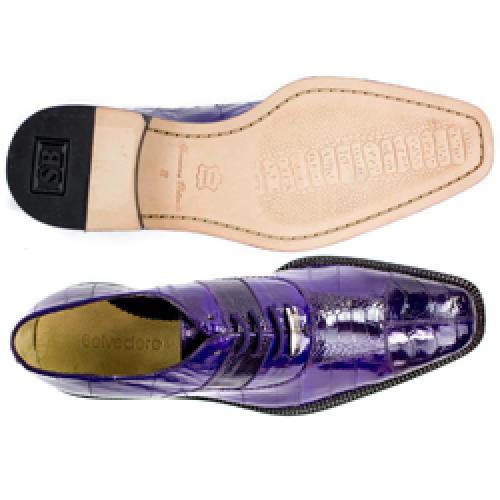 Belvedere Mare Purple Genuine Eel Ostrich Leg Shoes