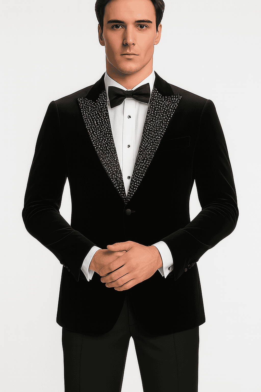 Big and Tall Velvet Blazer in Color Black - Sportcoat Rhinestone-Embedded Stacy Adams $179