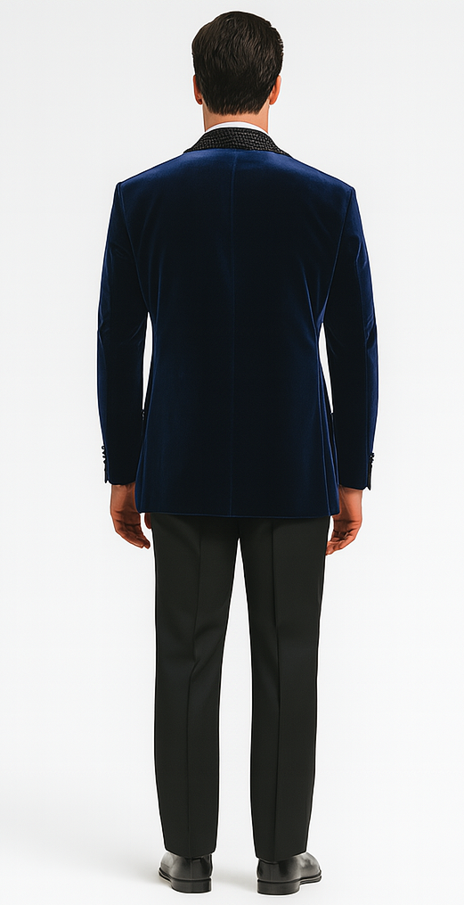 Big and Tall Velvet Blazer in Color Blue - Sportcoat Rhinestone-Embedded Stacy Adams $179
