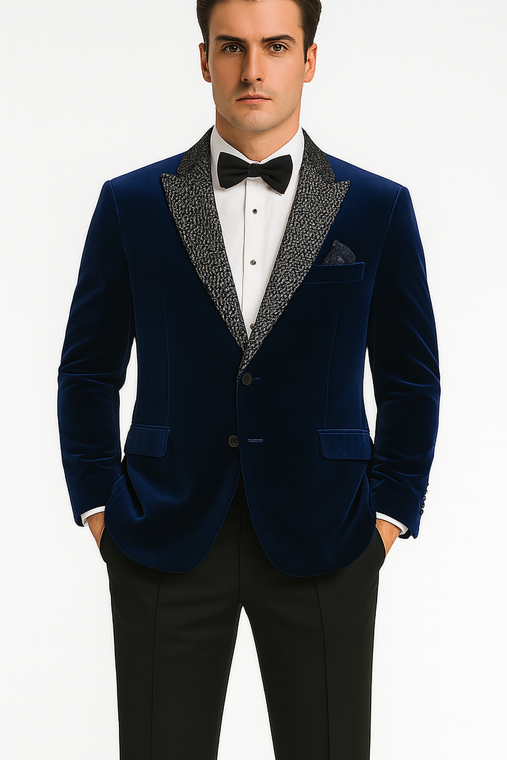 Big and Tall Velvet Blazer in Color Blue - Sportcoat Rhinestone-Embedded Stacy Adams $179