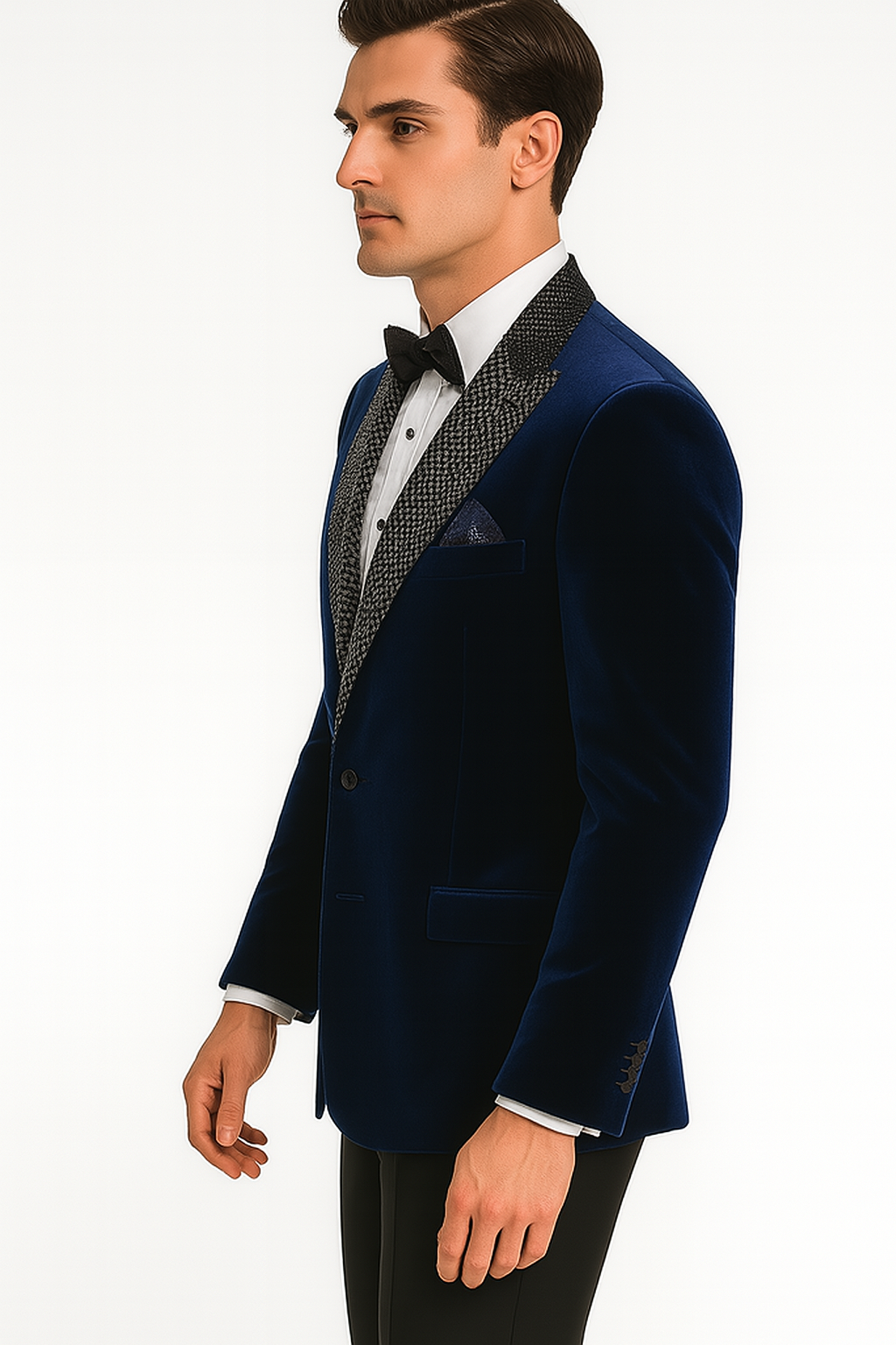 Big and Tall Velvet Blazer in Color Blue - Sportcoat Rhinestone-Embedded Stacy Adams $179