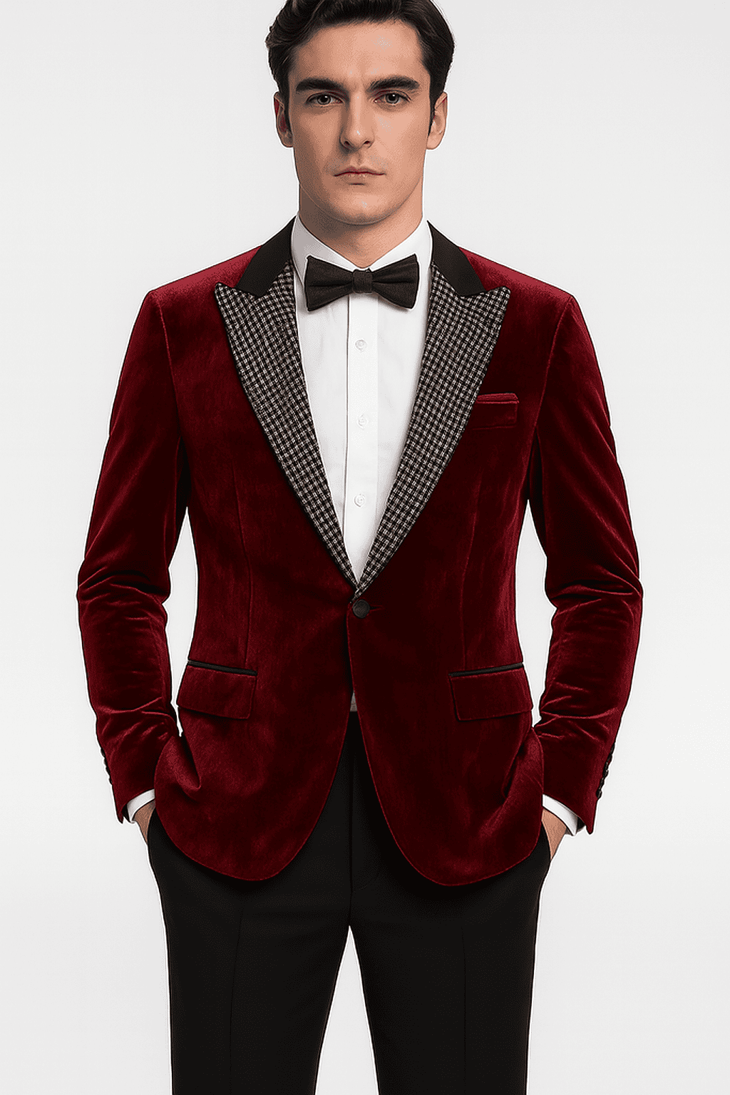 Big and Tall Velvet Blazer in Color Red  - Sportcoat  Rhinestone-Embedded  Stacy Adams $179