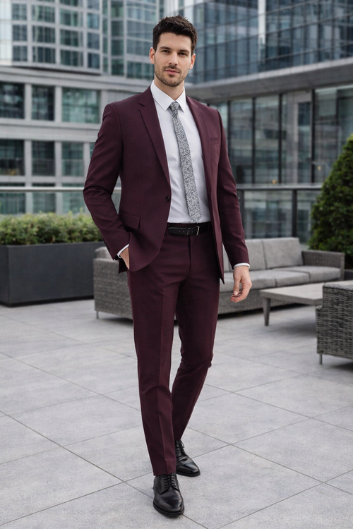 Big Size - Burgundy Suit