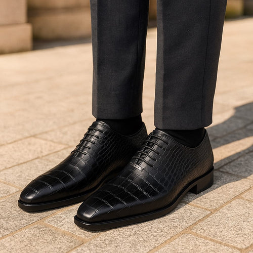 Marco Di Milano Bono Black Alligator Wholecut Oxfords