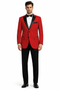 Black and Red Suit Mens 2 Button Contrast Notch Lapel Tuxedo in Red