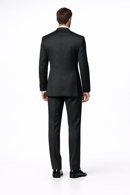 Mens Designer Parker Classic Wool Tuxedo in Black