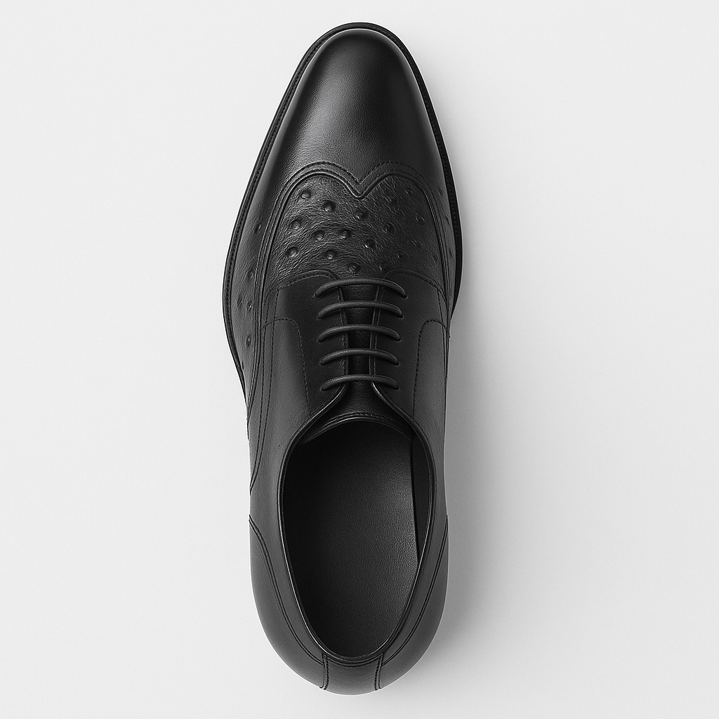 Mens Carrucci Ostrich Embossed Leather Wingtip Dress Shoe in Oxblood