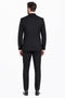 Men's Black Statement Ticket Pocket Peak Lapel Wool Double Breasted Vest Suit with Silver Buttons – Modern Fit