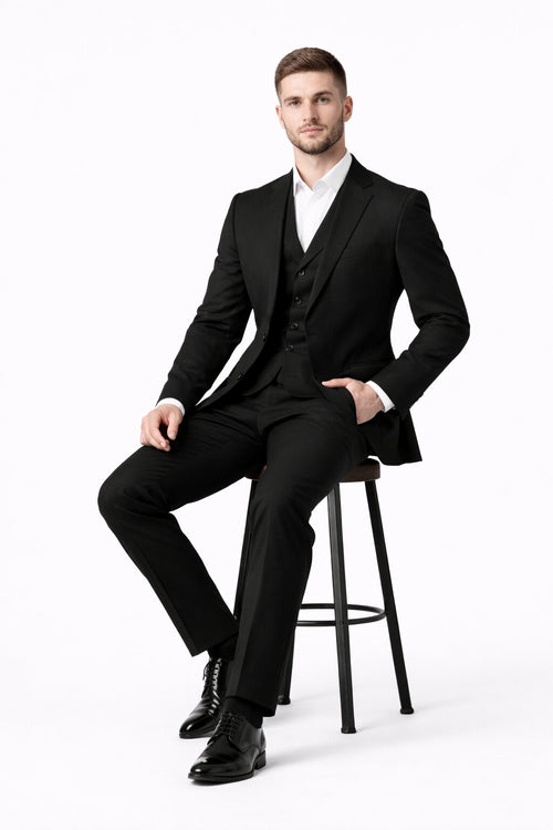 Porto Slim Fit, Pure Wool Suit & Vest by Tiglio Luxe TIG1036