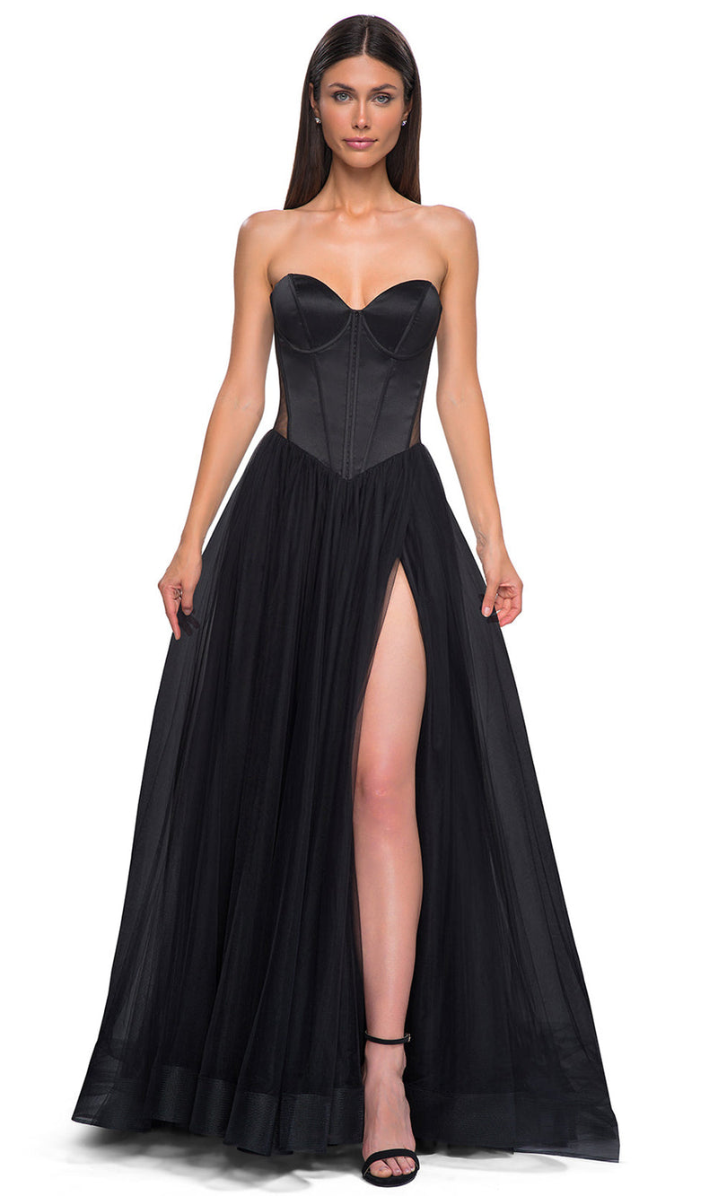 La Femme 32771 Strapless Corset Bodice Prom Gown