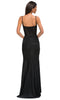 La Femme 32873 Ruched Jersey Gown with Illusion Lace Top