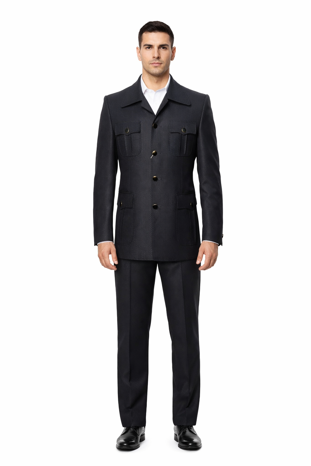 Black Safari Walking Suit for Men – Rossiman Utility Jacket and Trousers Set