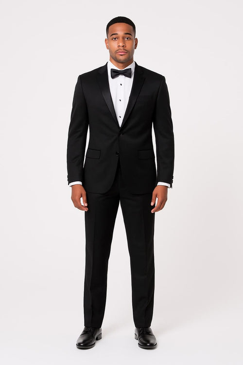 Black Satin Tuxedo Set 4-Piece Style for Weddings & Proms