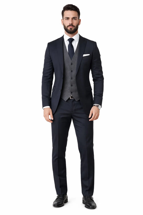 Black Suit With Grey Vest