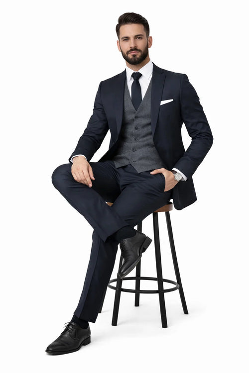 Black Suit With Grey Vest