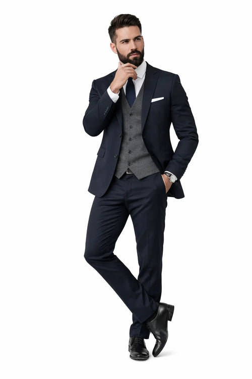 Black Suit With Grey Vest