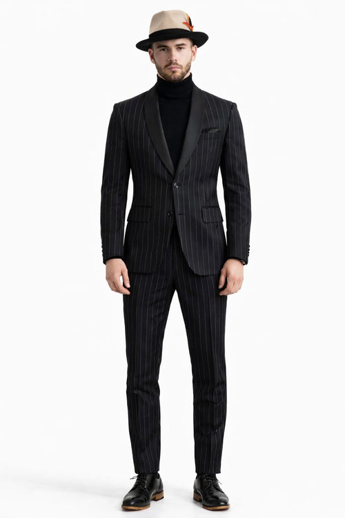 Suit And Turtleneck Combo - Turtleneck Prom Outfits - Prom Turtleneck Black Suit