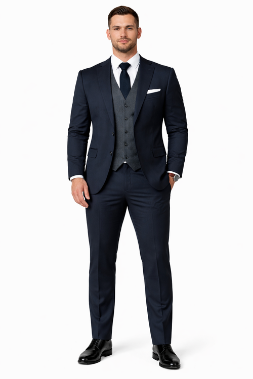 Black Suit With Grey Vest